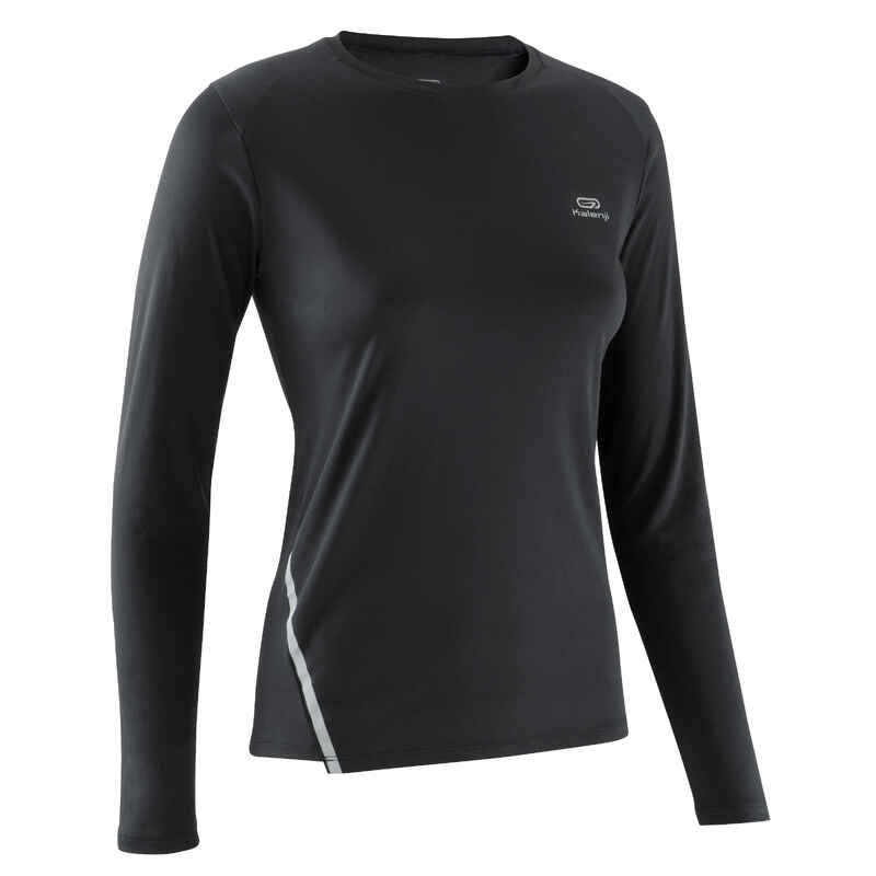 Women's long-sleeved running T-shirt Sun Protect - black