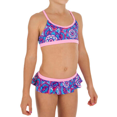 Maillot de bain de natation fille deux pièces Riana skirt dal bleu