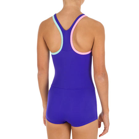 Maillot de bain de natation fille une pièce Leony + shorty ...