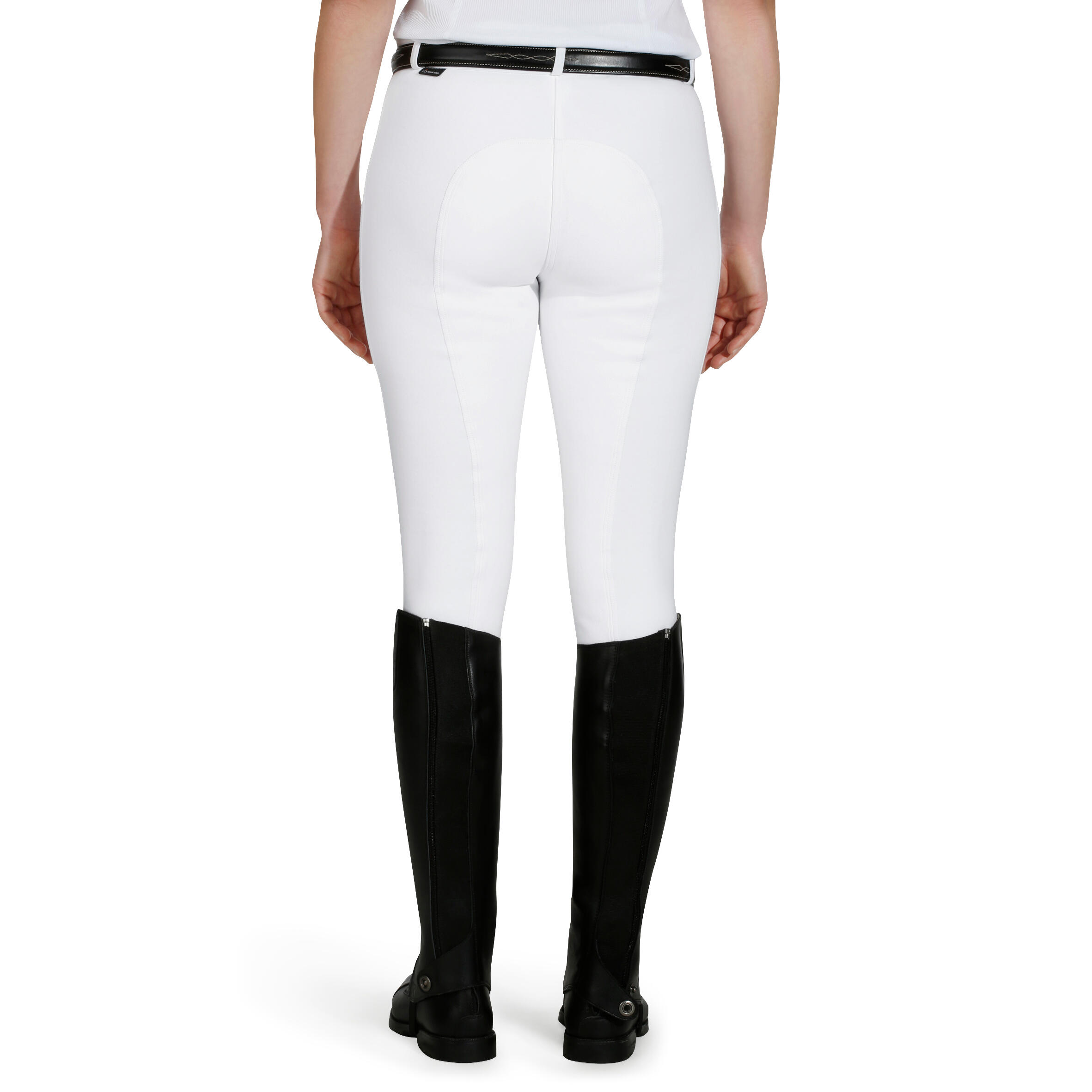 Victoria Women's Competition Full-Seat Horse Riding Jodhpurs - White 3/23