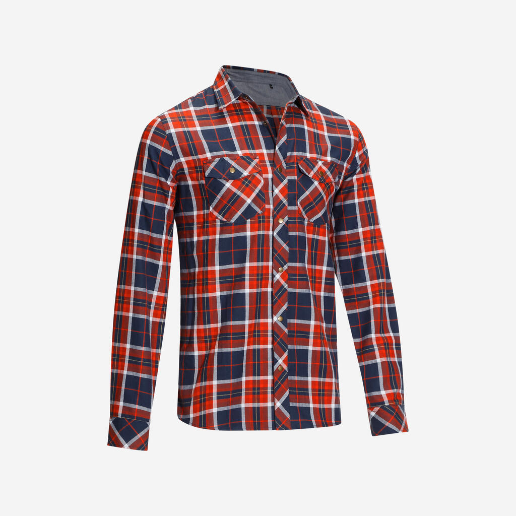 Sentier Long-Sleeved Horse Riding Shirt - Navy and Red Checks