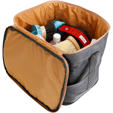 Сумка для щіток Vanity для кінного спорту - Сіра/Коричнева