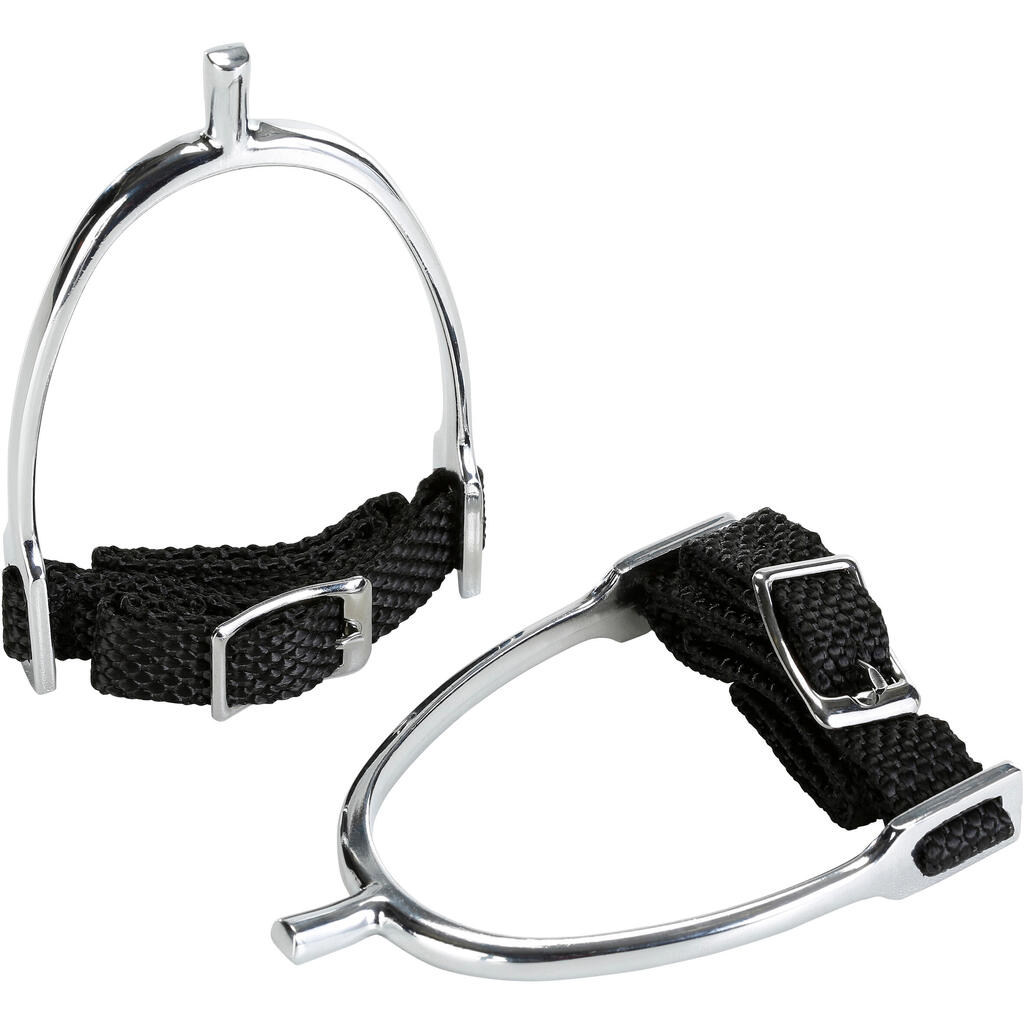 Kids' Horse Riding Square Tip Spurs + Straps 15mm