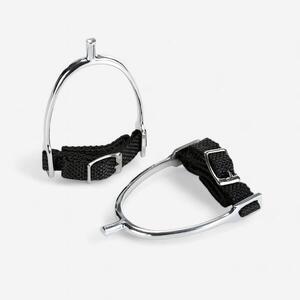 Espuelas equitación fouganza niños punta cuadrada + correas - 15 mm