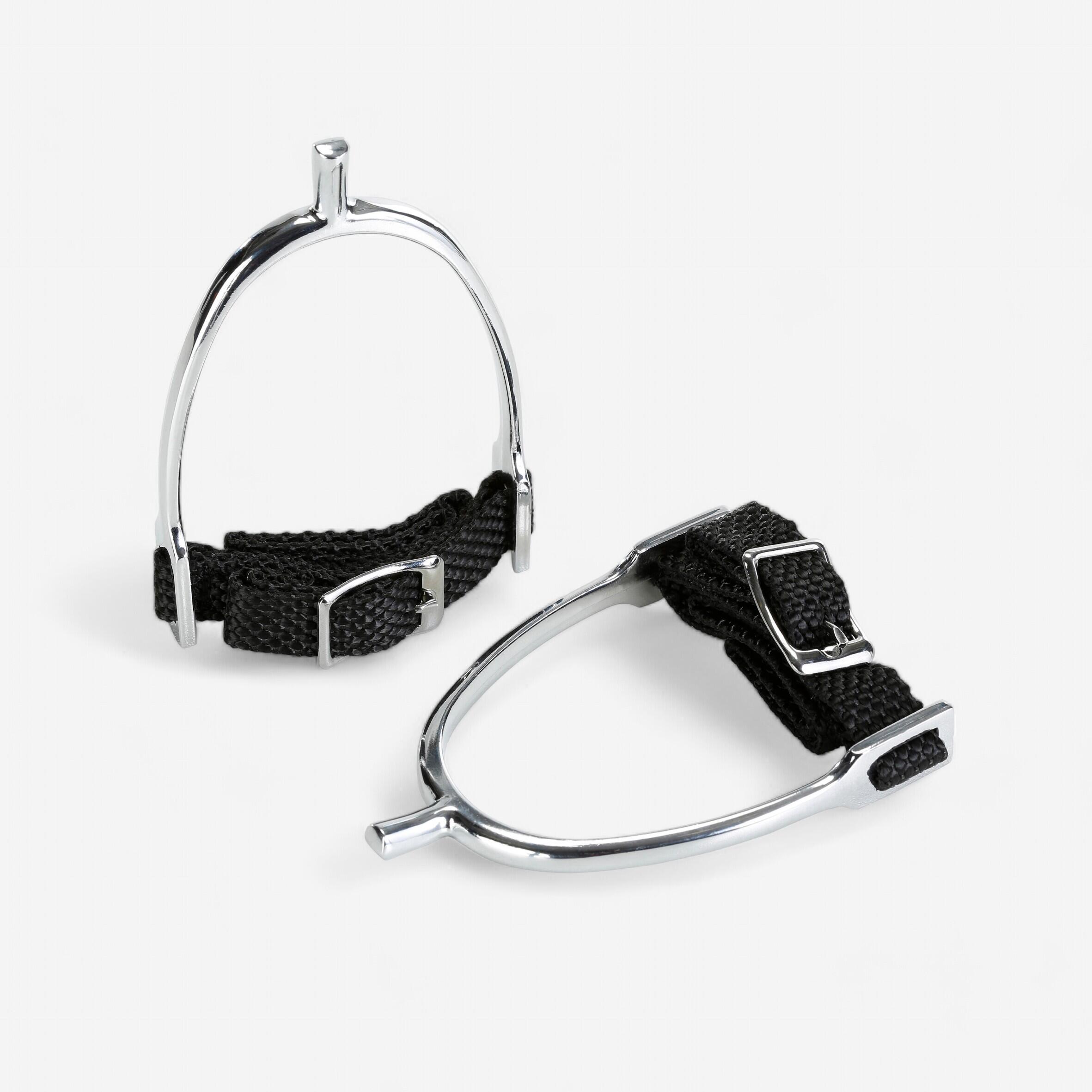 Children's riding spurs with square tip + straps - 15 mm