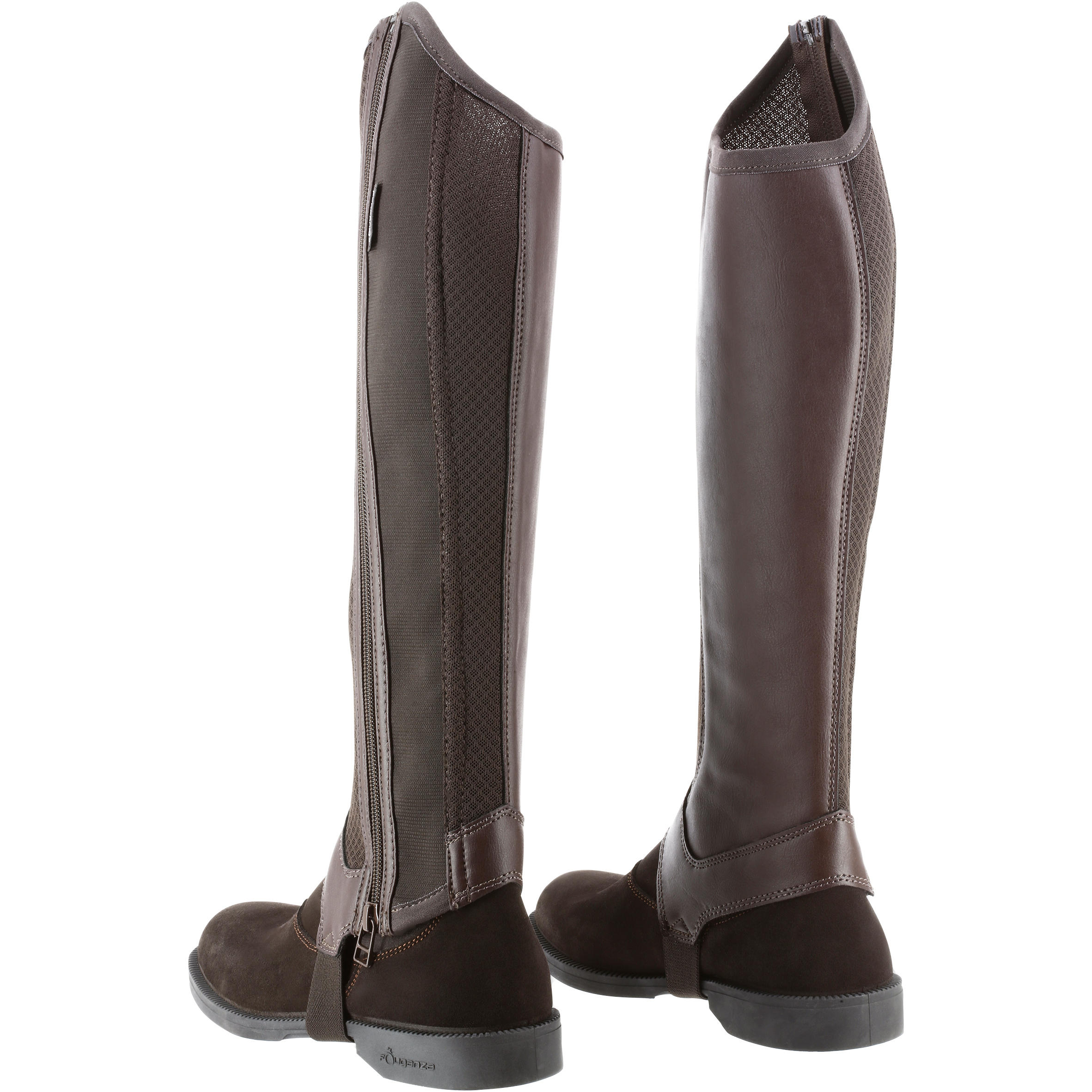 Kids' Horse Riding Mesh Half Chaps 100 - Brown 3/11