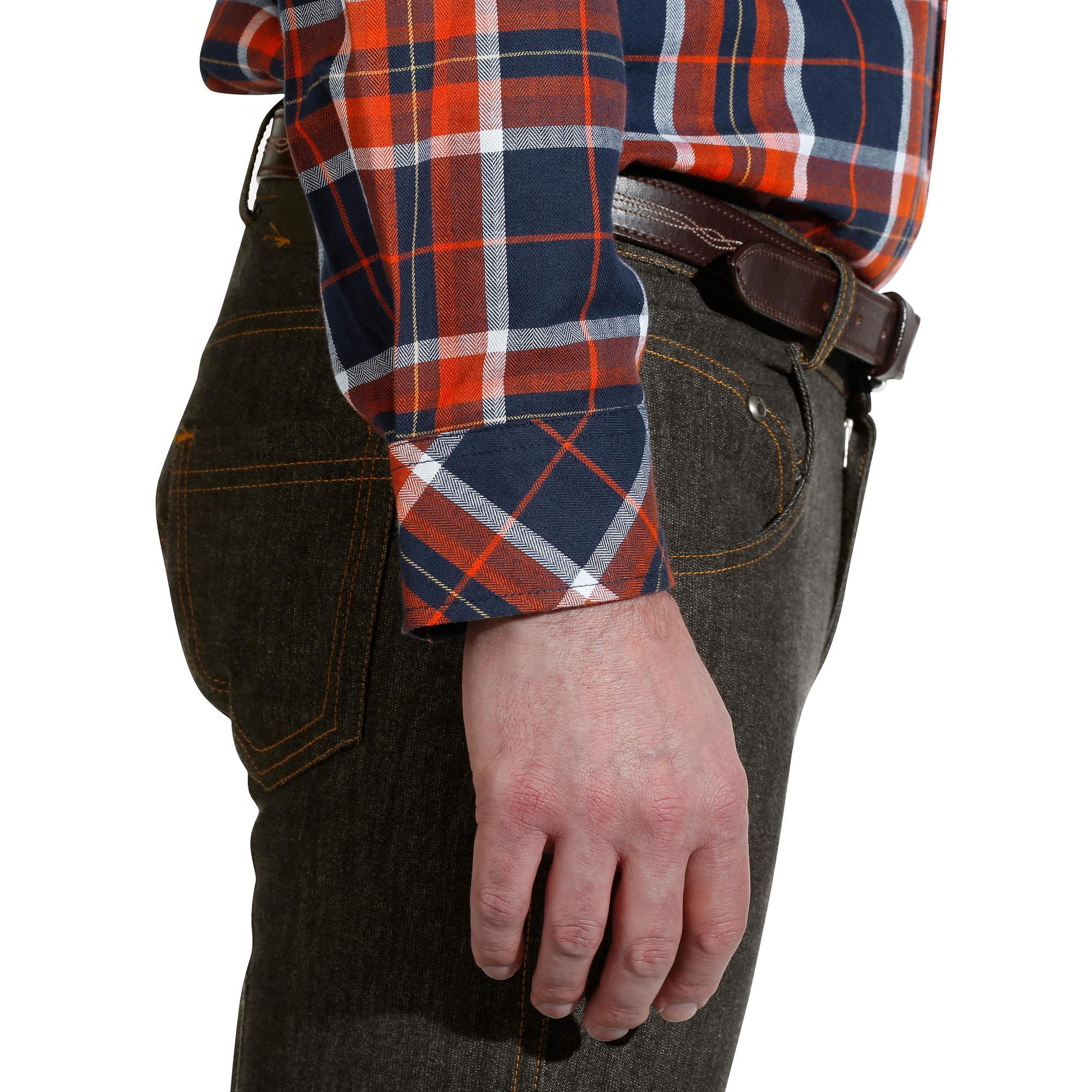 Camicia equitazione SENTIER uomo blu rosso OKKSO DECATHLON