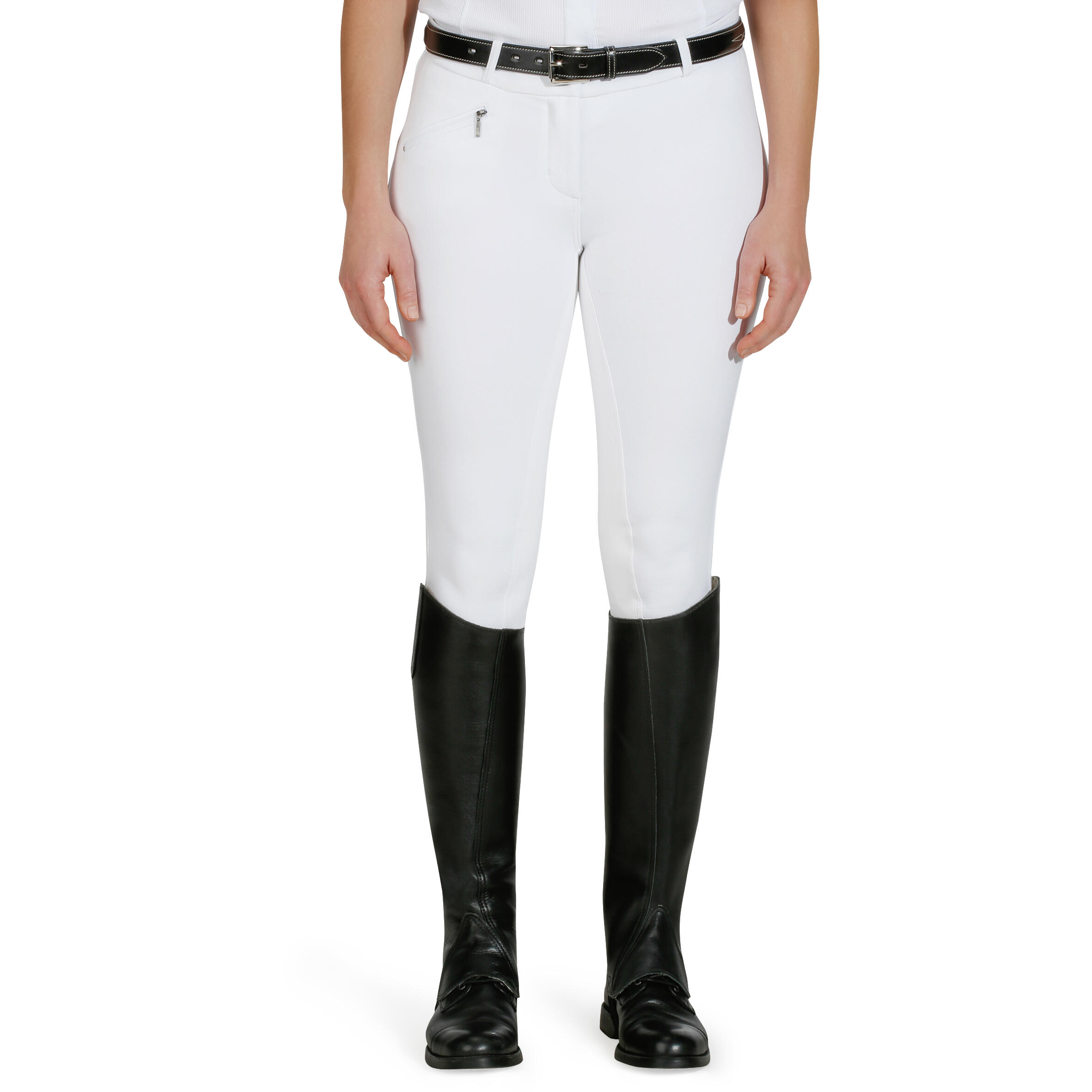 Victoria Women's Competition Full-Seat Horse Riding Jodhpurs - White 2/23