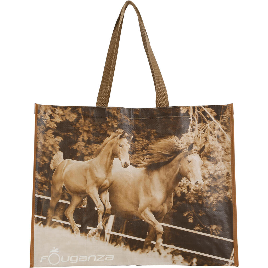 Horse riding tote bag - grey/camel