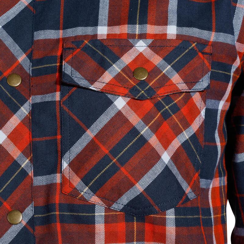Camisa Manga Comprida Equitação Homem SENTIER Quadrados Marinho e Vermelho