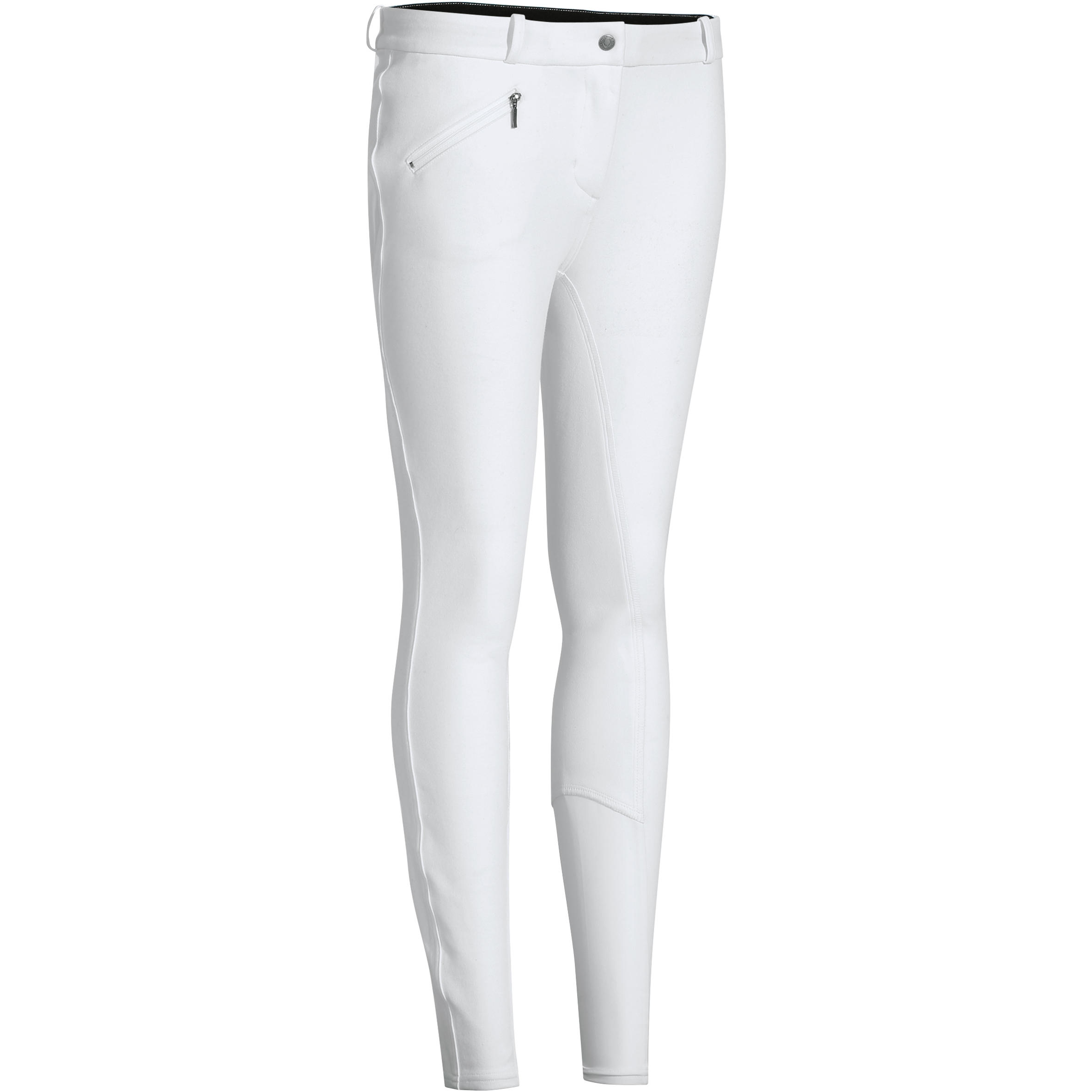 Victoria Women's Competition Full-Seat Horse Riding Jodhpurs - White 1/23