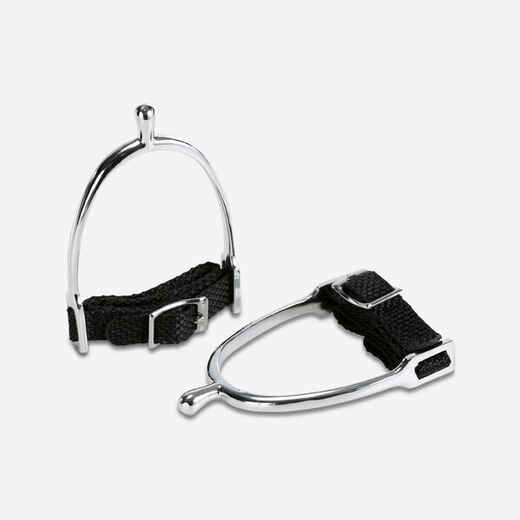 
      Kids' Round Tip Horse Riding Spurs + Straps 15 mm
  