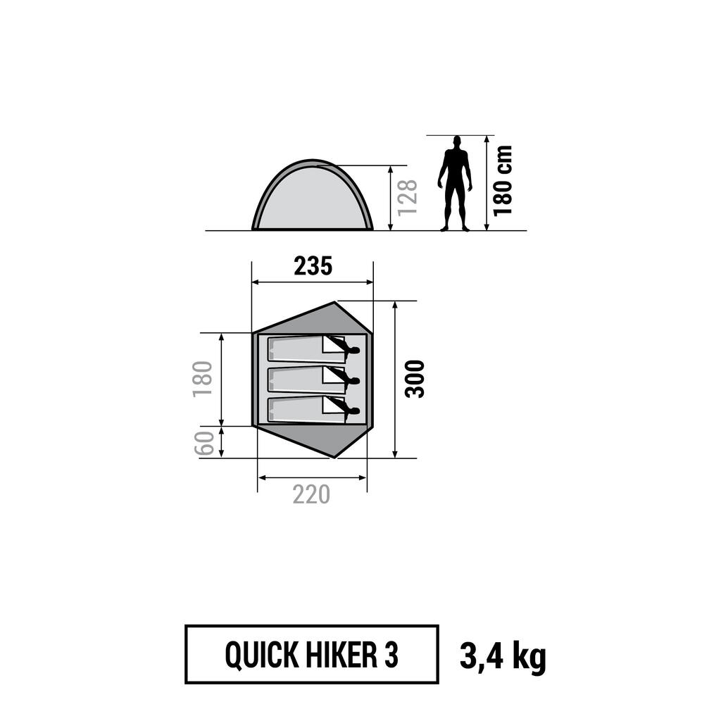 ПАЛАТКА ЗА ТРЕКИНГ QUICK HIKER, 3-МЕСТНА, ЗЕЛЕНА