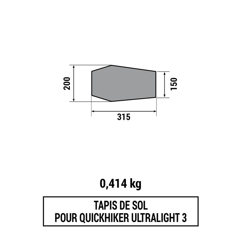 Grondzeil voor trekkingtent Quickhiker Ultralight 3 personen lichtgrijs