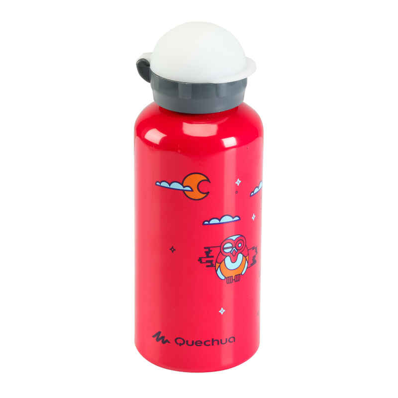 Hiking flask WATER BOTTLE 0.6L alu animals pink Decathlon