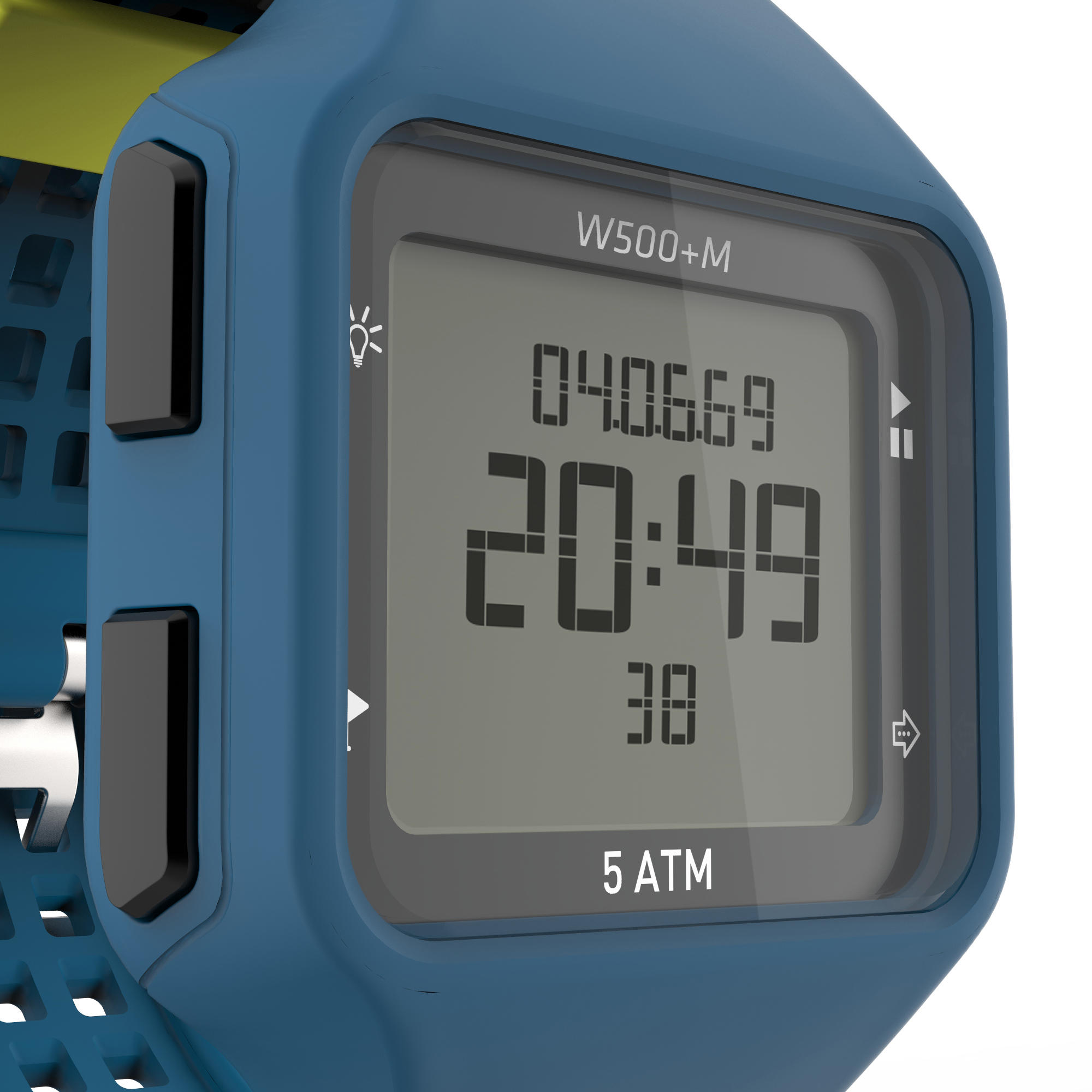 W500 M SWIP Men Digital Timer Sport Watch Blue Green KALENJI Decathlon