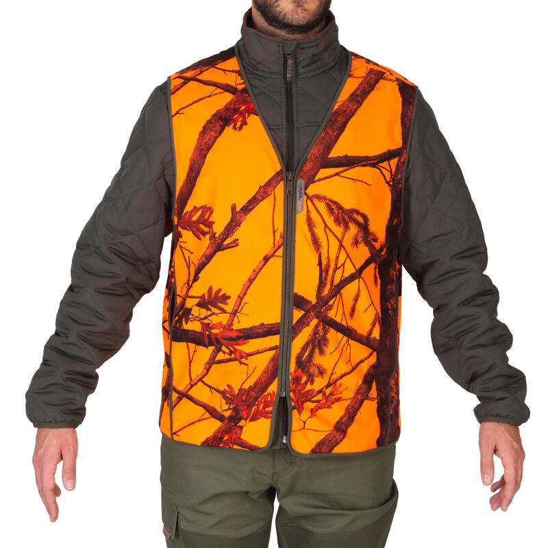 GILET CHASSE COMPACT SILENCIEUX CAMOUFLAGE FLUO