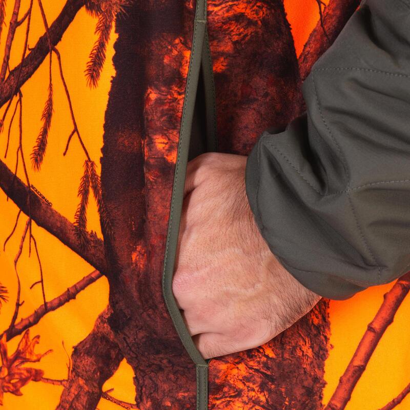 Chaleco Caza Solognac 500 Hombre Compacto Camuflaje Naranja Fluo Silencioso