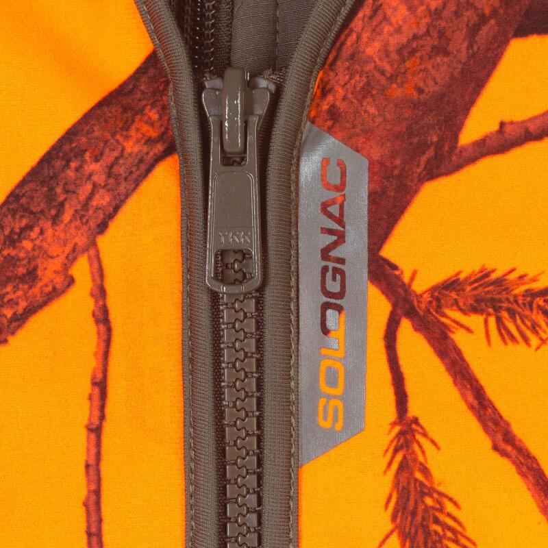 Chaleco Caza Solognac 500 Hombre Compacto Camuflaje Naranja Fluo Silencioso