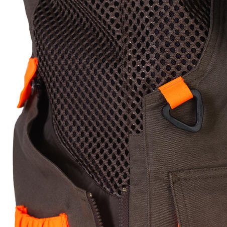 GILET CHASSE 520 MARRON ORANGE