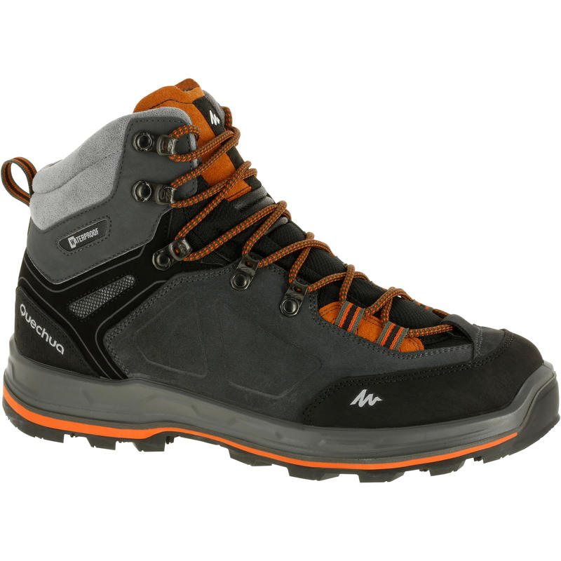 Men's waterproof leather hiking boots OnTrail 100 Grey Decathlon