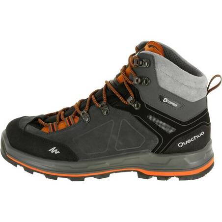 MEN'S WATERPROOF LEATHER HIGH TREKKING BOOTS - MT100 - SHARK