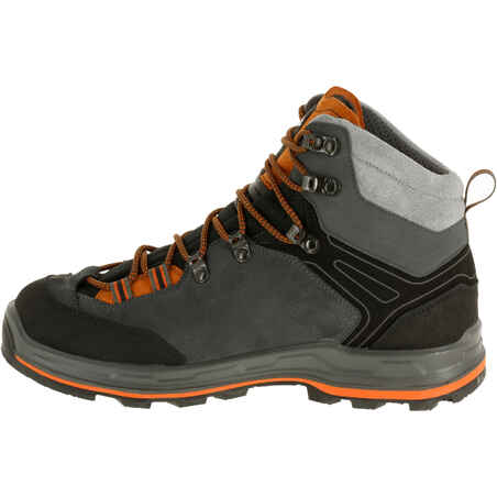 Men's waterproof leather hiking boots - On-Trail 100 - Grey