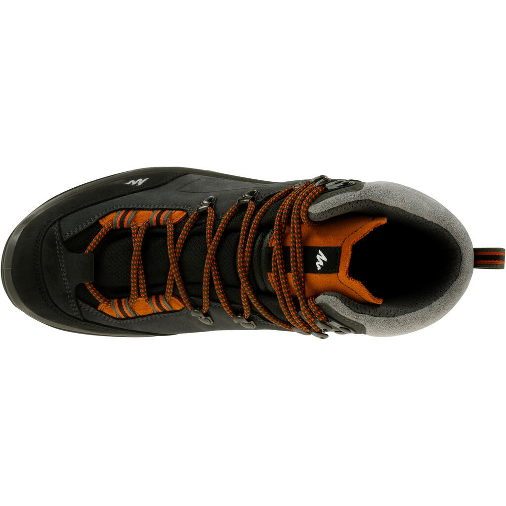 Vīriešu ūdensnecaurlaidīgi augstie ādas trekinga apavi “MT100”, pelēki