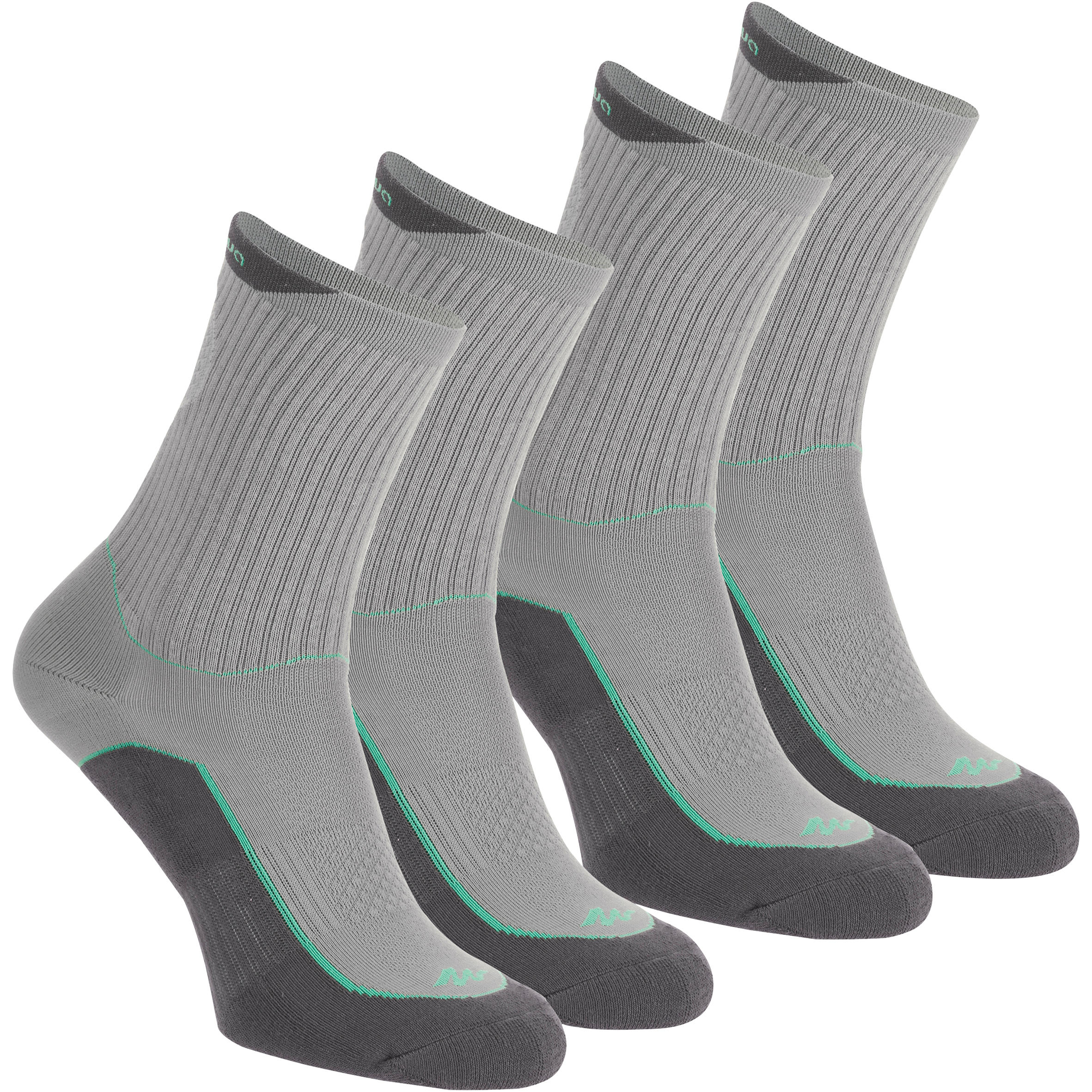 QUECHUA NH500 Country Walking Socks High x 2 pairs - Grey