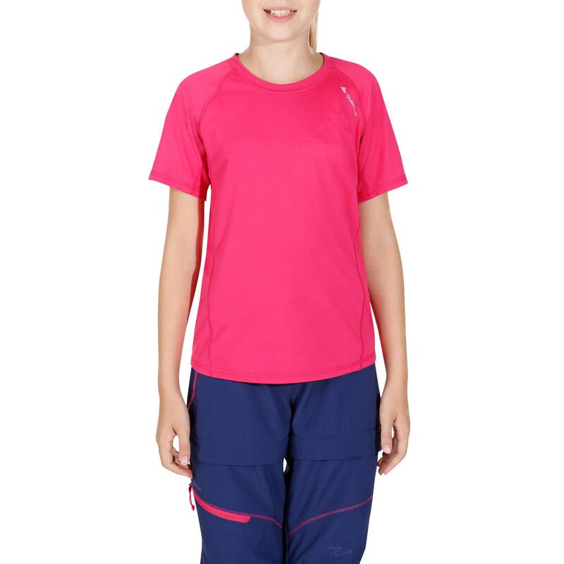 T-Shirt de randonnée fille Hike 100 rose