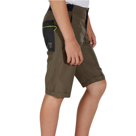 Short de randonnée enfant Hike 100 vert kaki