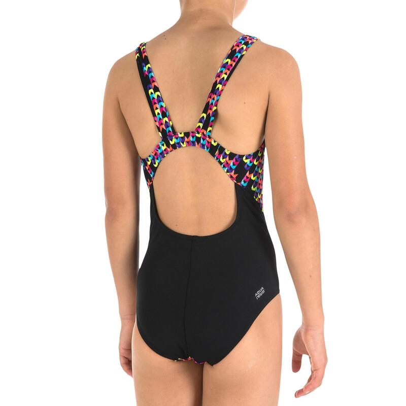 Maillot de bain de natation une pièce fille résistant au chlore Kamiye jely noir