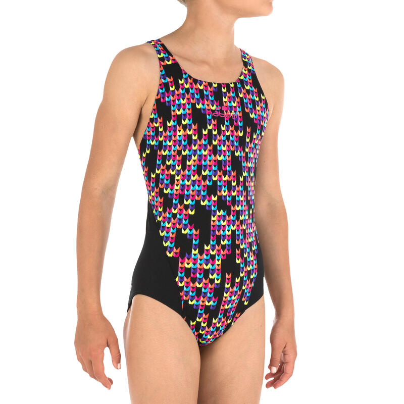 Maillot de bain de natation une pièce fille résistant au chlore Kamiye jely noir