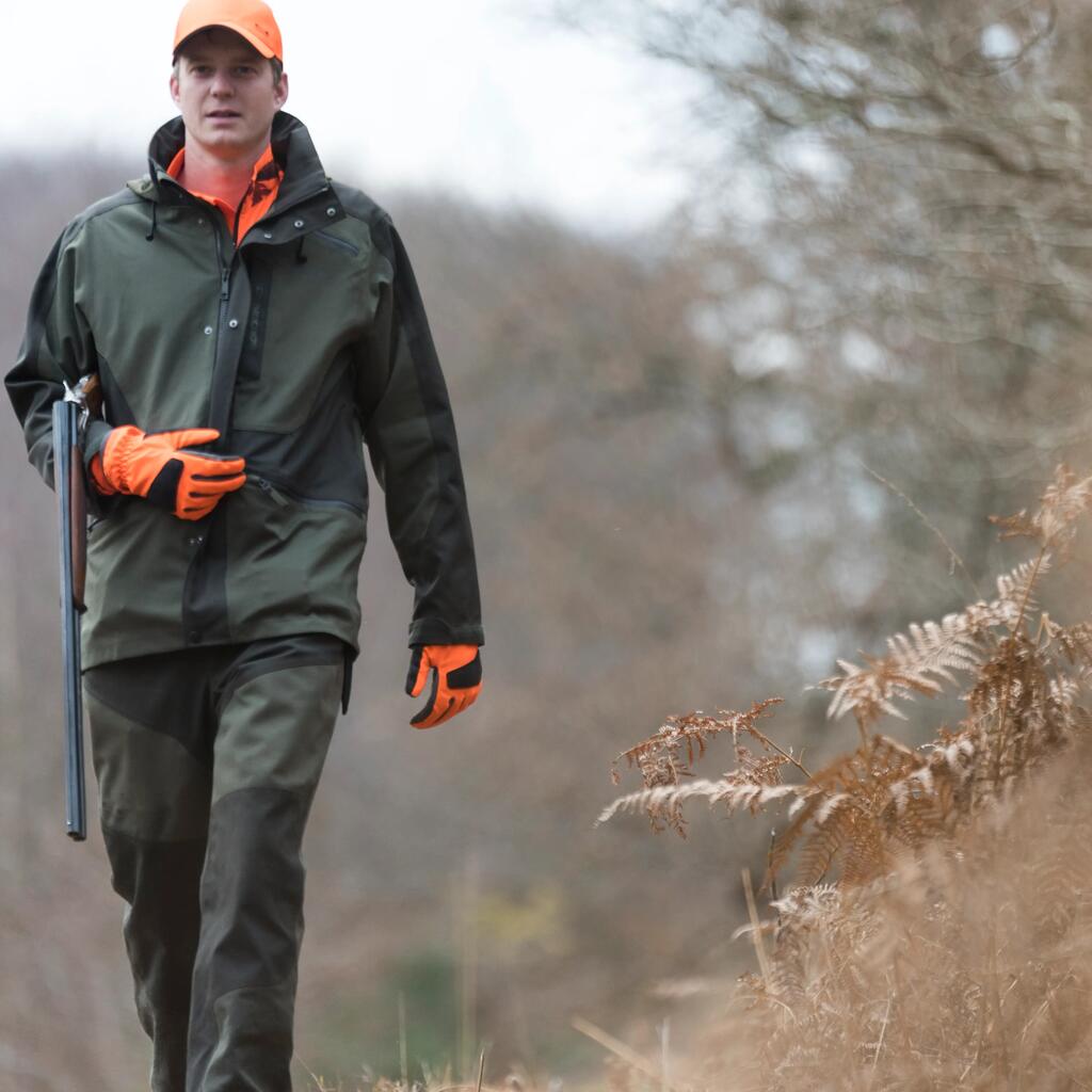 VESTE TRAQUE CHASSE SUPERTRACK 300 IMPERMEABLE VERT