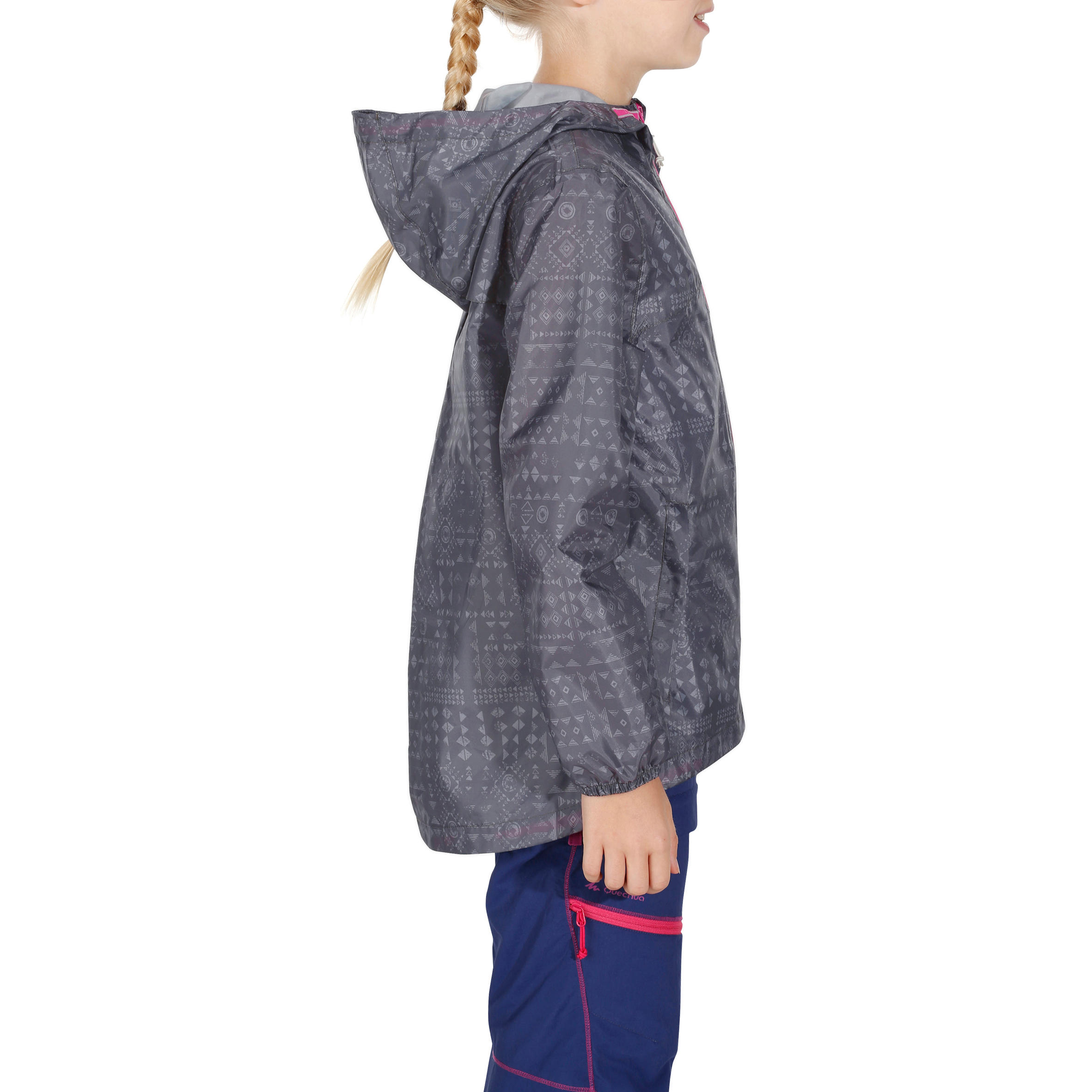 

Kid's Raincoat MH150 (2 TO 6 YEARS) - tribal grey print -  By QUECHUA | Decathlon