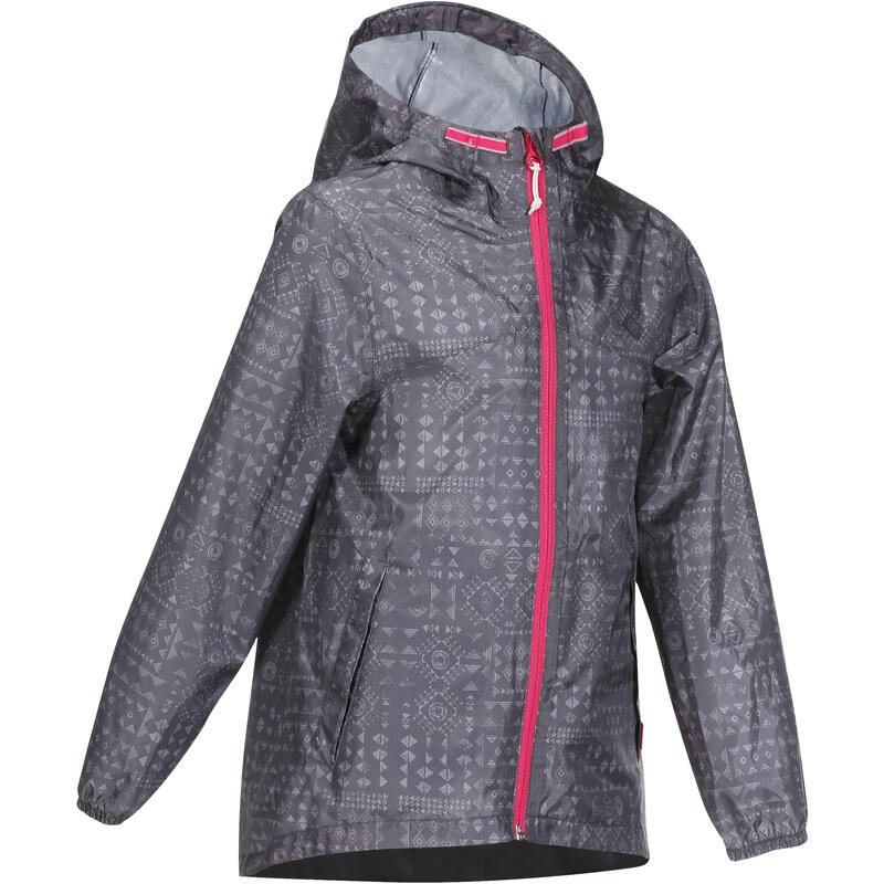 Regenjas voor wandelen MH100 zip kinderen 7-15 jaar
