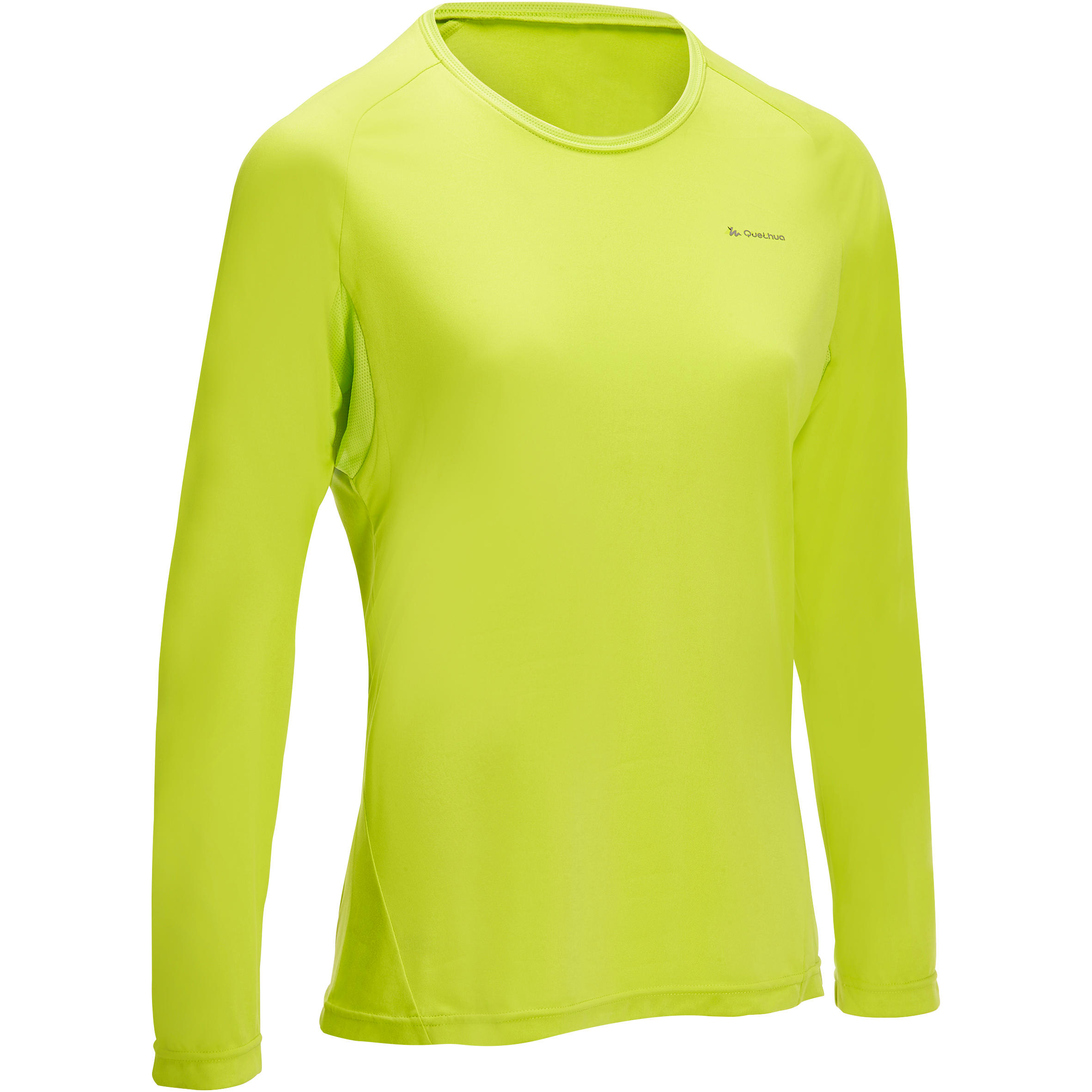 QUECHUA Techfresh 50 Women's Long-Sleeved Hiking T-Shirt - Yellow Green