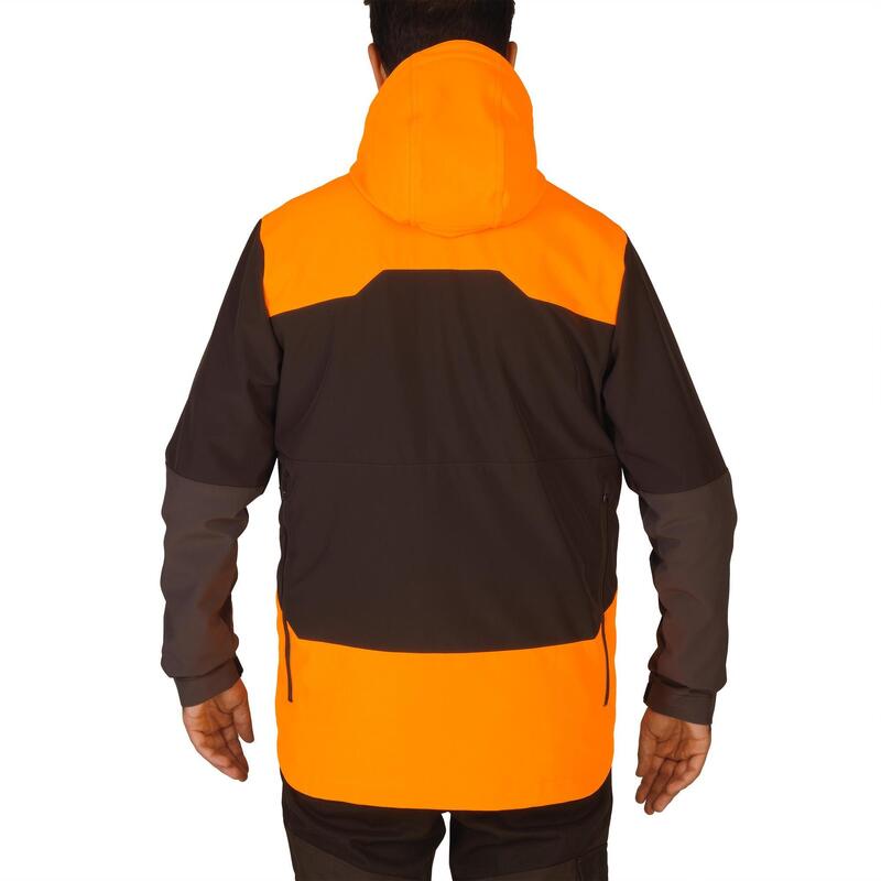 Geacă Softshell 500 Maro-Portocaliu Fluorescent Bărbați 