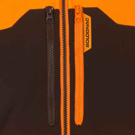 Medžioklinė striukė „Softshell 500“, neoninė ir ruda