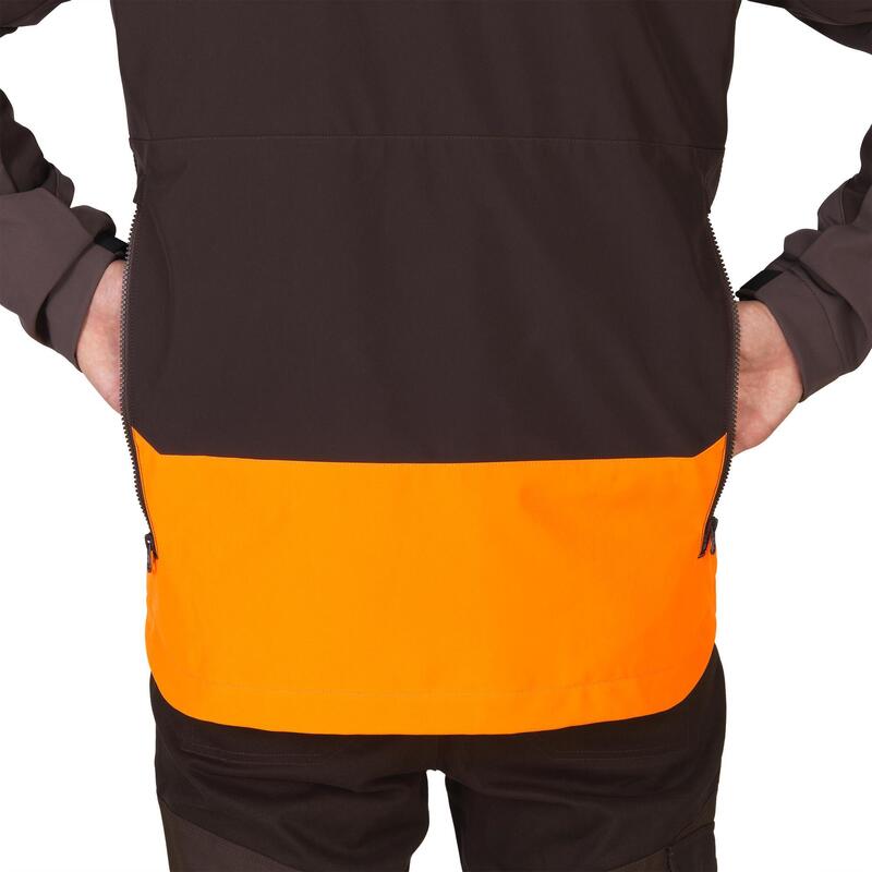 Softshell jas voor de jacht fluo bruin 500