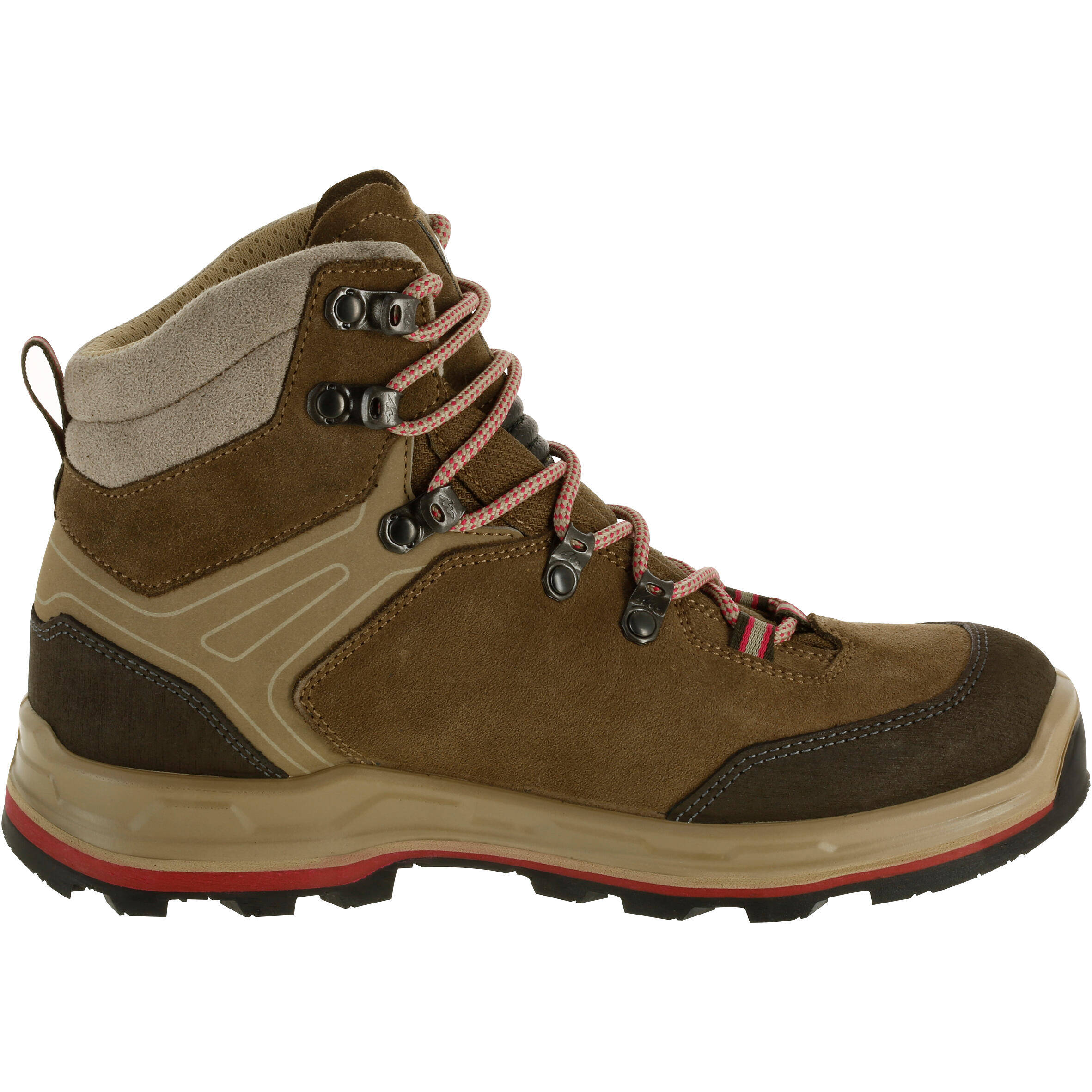 Women Waterproof Trekking Shoes Mid Ankle with Cross-Contact Grip Brown - MT100 -  3