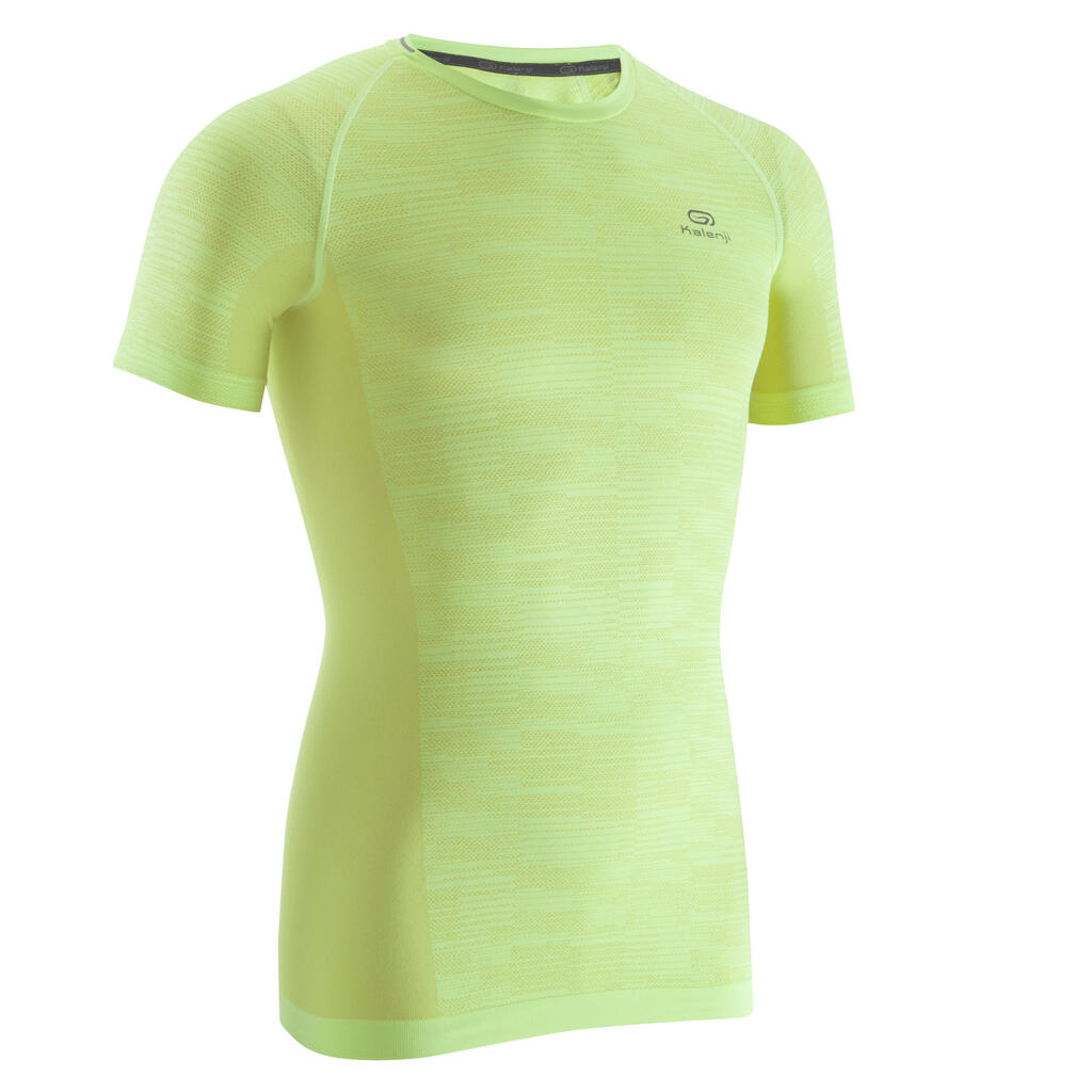 Laufshirt kurzarm nahtlos Kiprun Skincare Herren schwarz/grau
