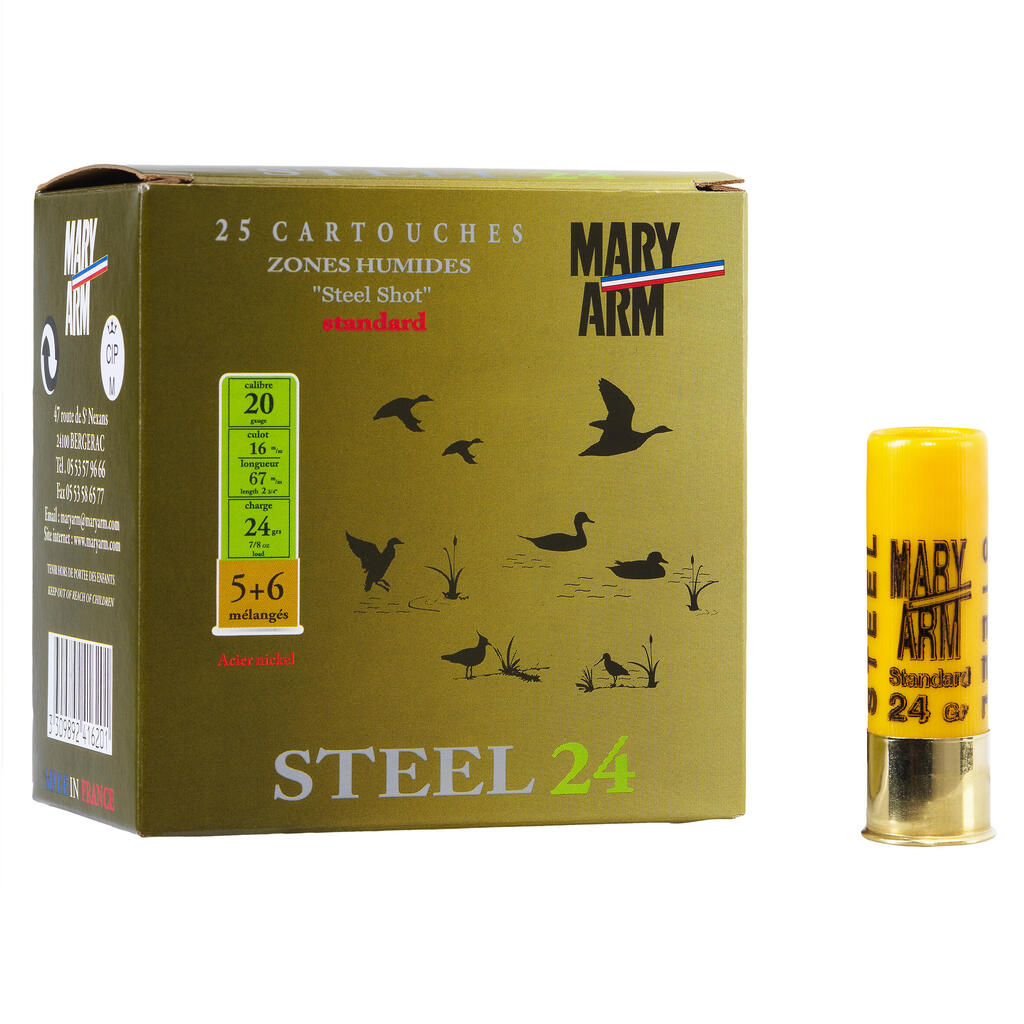 STEEL 24g CARTRIDGE 20/70 SHOTBILLE N°5/6 X25