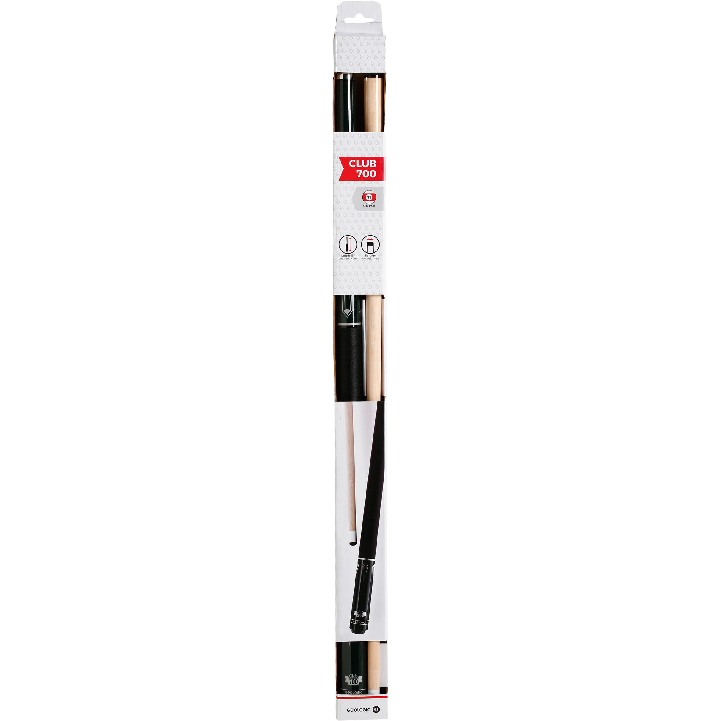 Club 700 American Pool Cue in 2 Parts, 1/2 Jointed - White 10/12