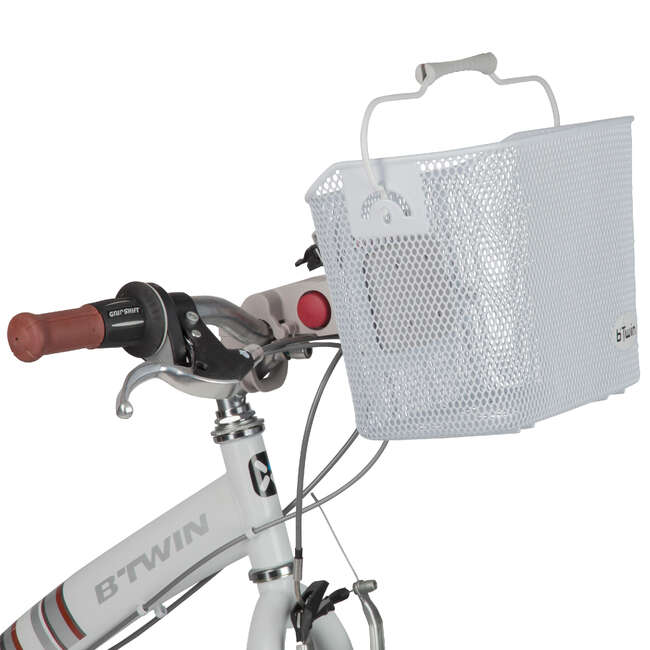 BTWIN Junior front bike Basket White Decathlon