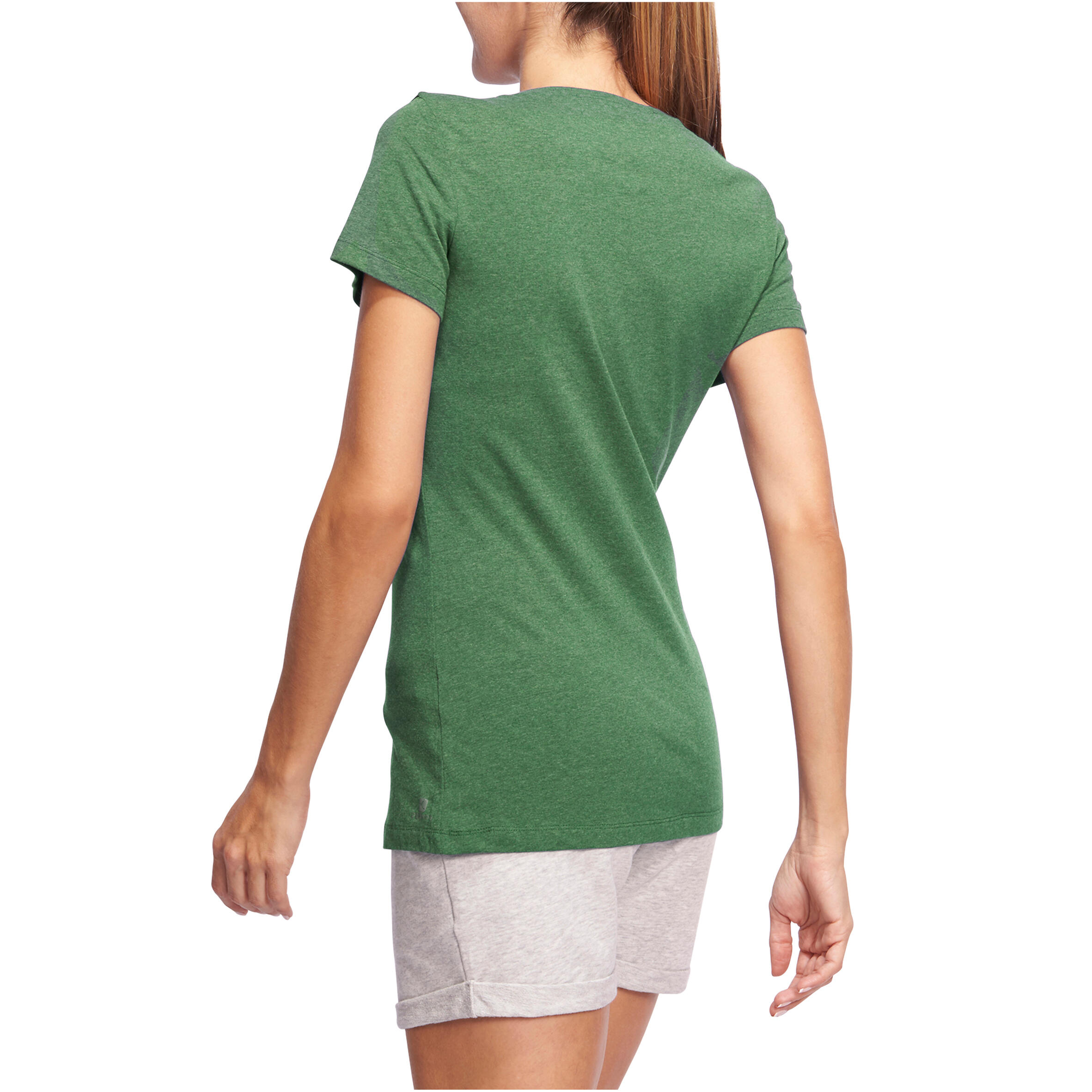 Women's Short-Sleeved Regular-Fit Gym & Pilates T-Shirt - Mottled Blue 3/10