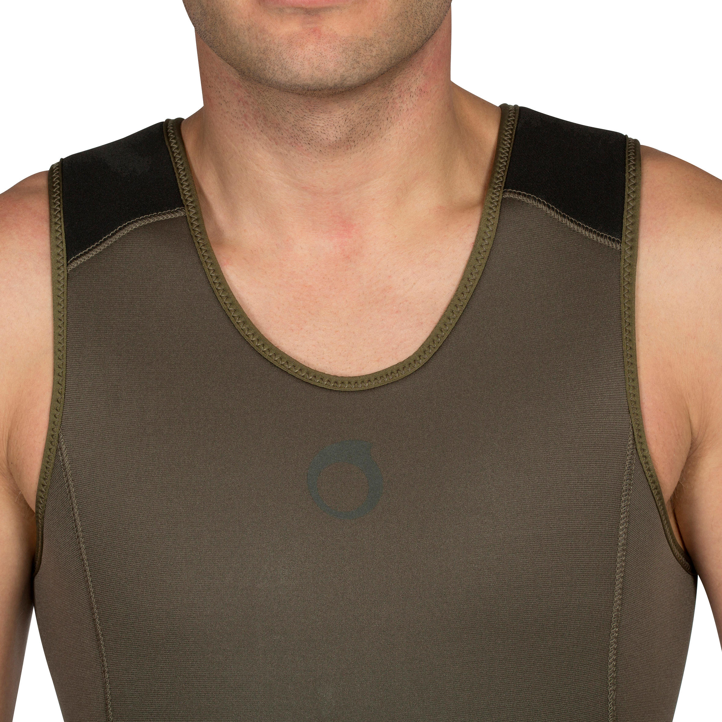 Men's spearfishing sleeveless wetsuit 7 mm neoprene SPF 500 khaki 9/13