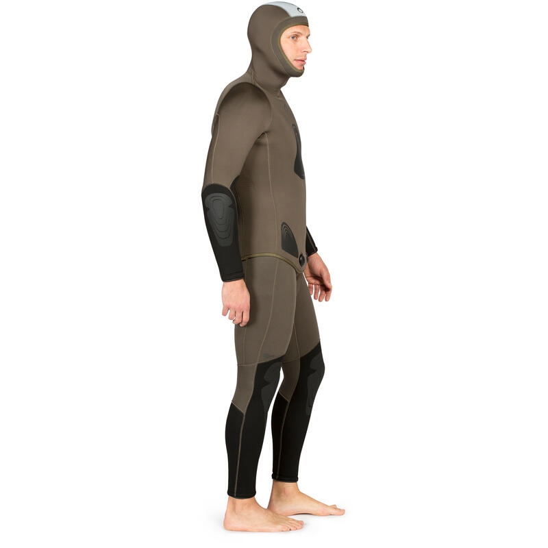 Chaqueta Pesca submarina SPF 500 Hombre Neopreno 7 mm Caqui