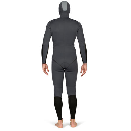Plush neoprene spearfishing wetsuit jacket SPF 100 3 mm - grey blue