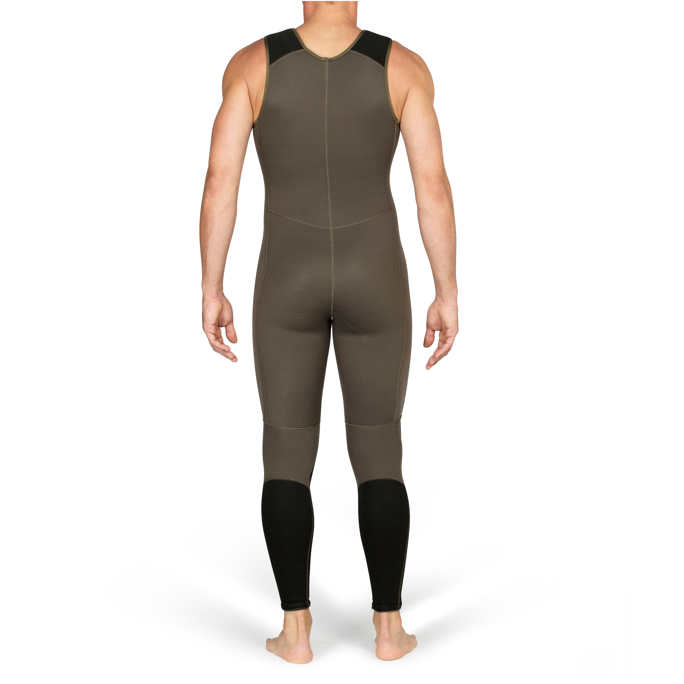 Men's spearfishing sleeveless wetsuit 7 mm neoprene SPF 500 khaki 4/13